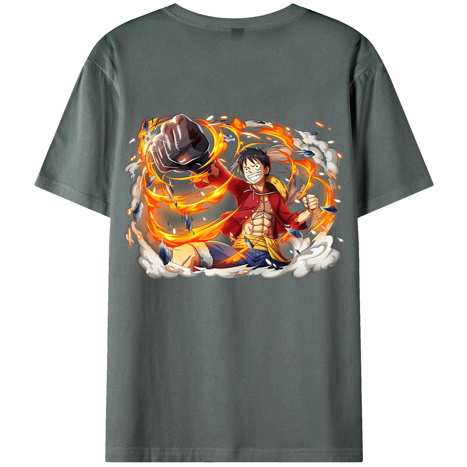 ワンピース モンキー・D・ルフィ ONE PIECE Monkey D. Luffy 綿100％ メンズ半袖Tシャツ（バックプリント） 通気性